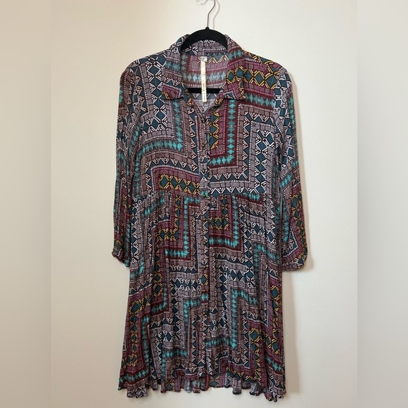 Uncle Frank Multicolor Geometric Midi Dress - Picture 1 of 7